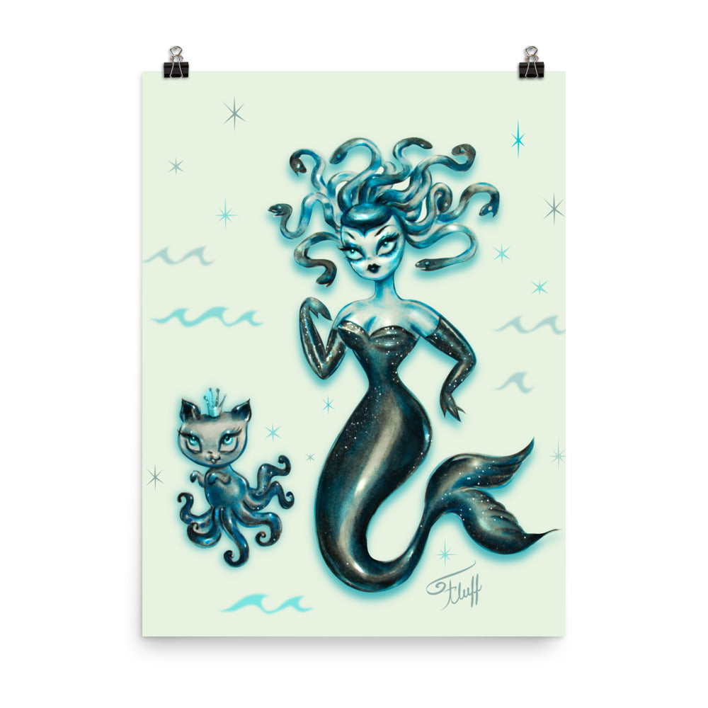 Blue Medusa Mermaid • Art Print