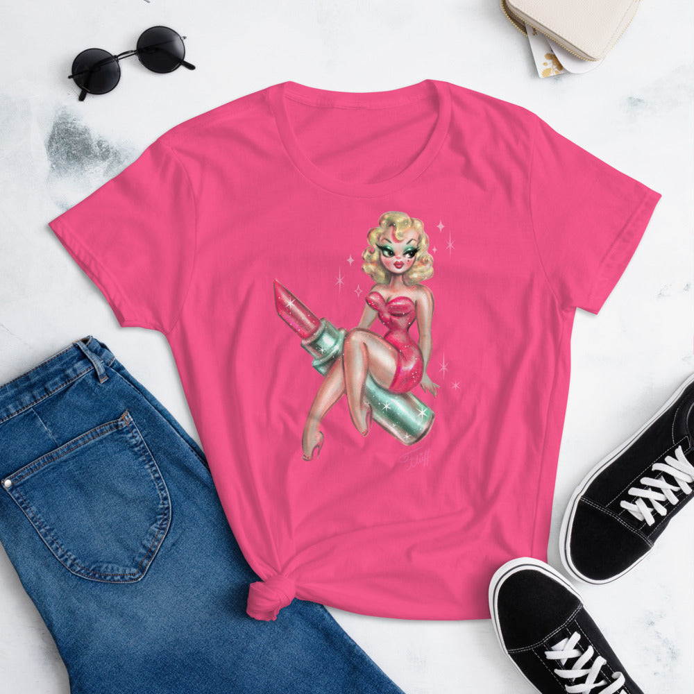 Pink Lipstick Glamour Doll • Women's T-Shirt