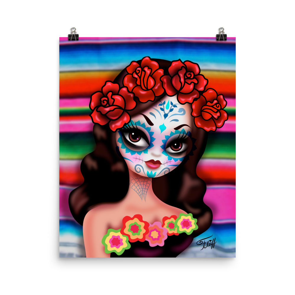 Day of the Dead Girl with Roses • Art Print