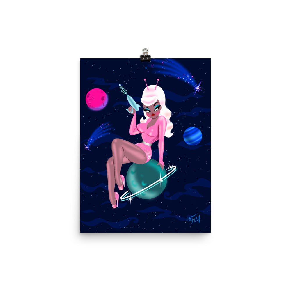 Space Girl on Saturn • Art Print