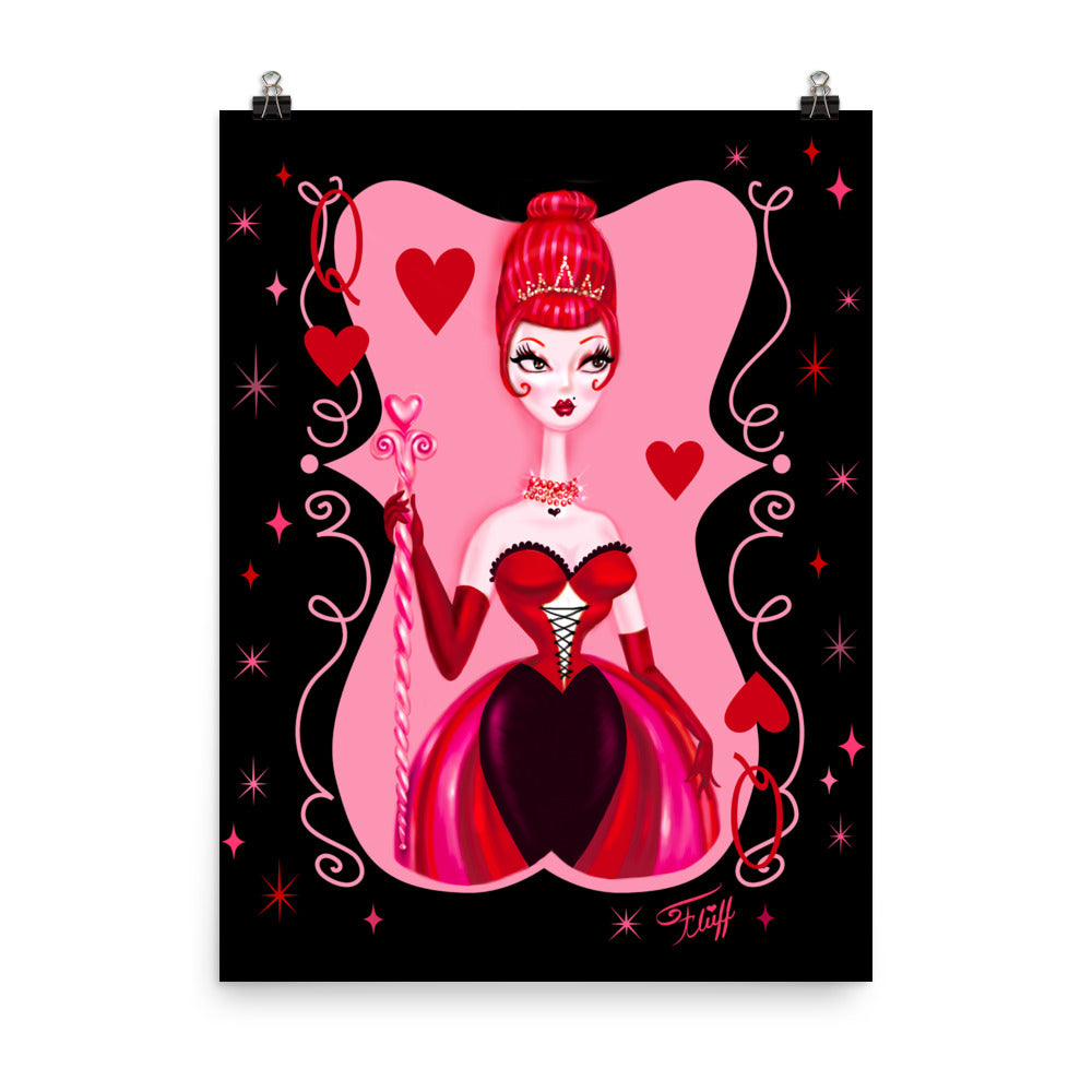 Queen of Hearts on Black • Art Print