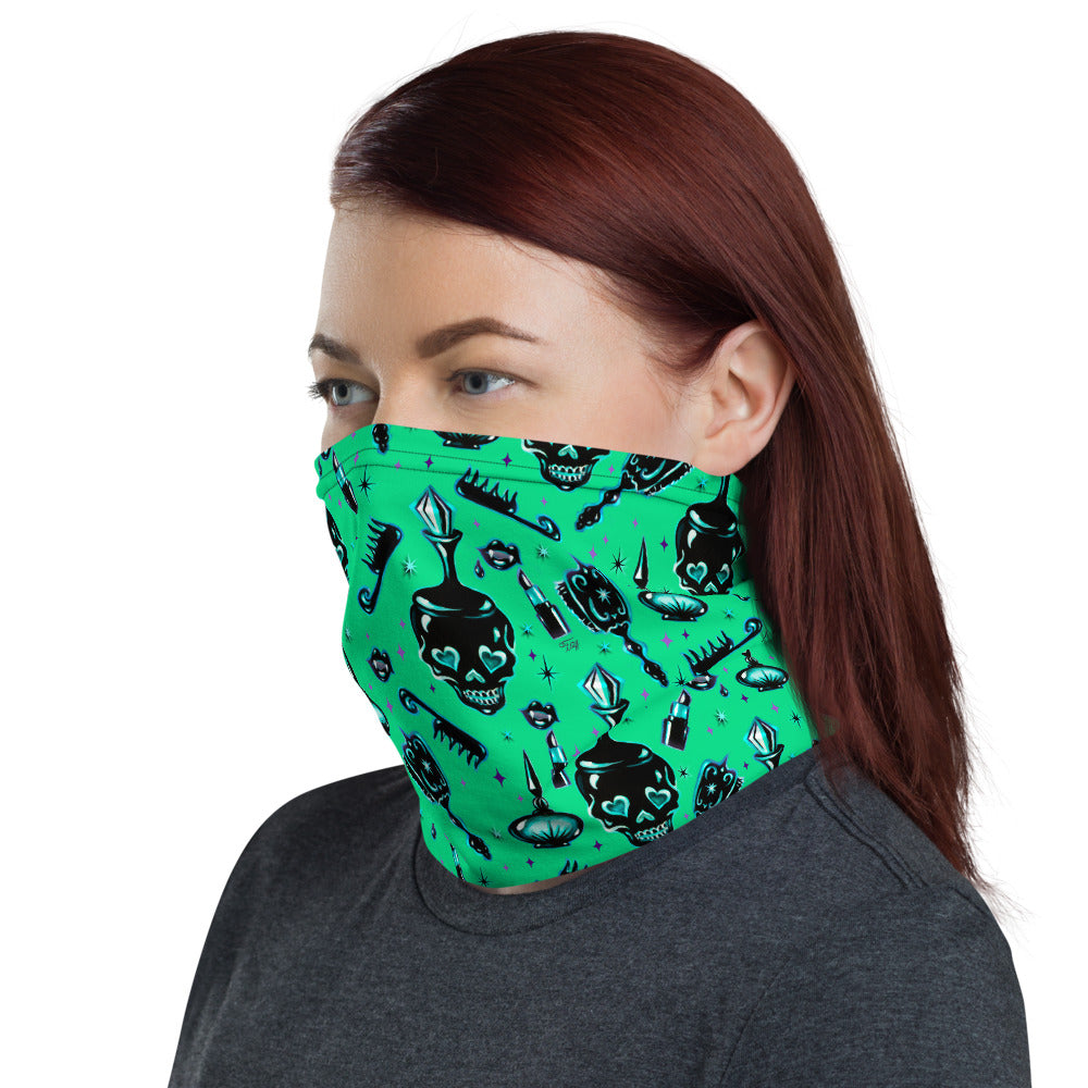 Elements of a Noir Boudoir Green• Neck Gaiter Face Mask