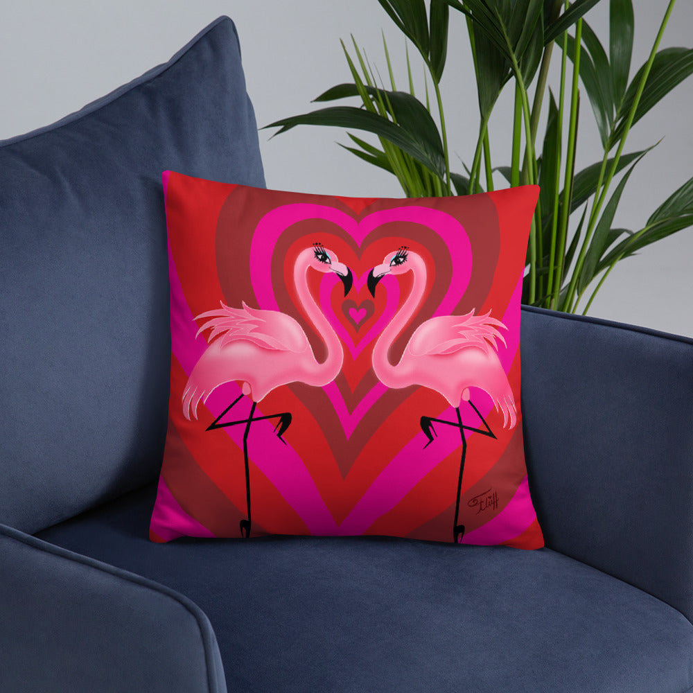 Flamingo Love • Throw Pillow