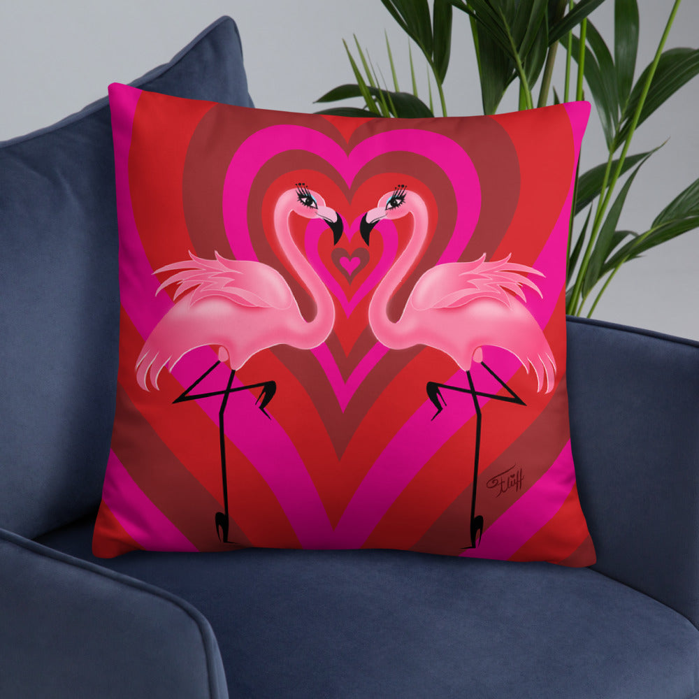 Flamingo Love • Throw Pillow
