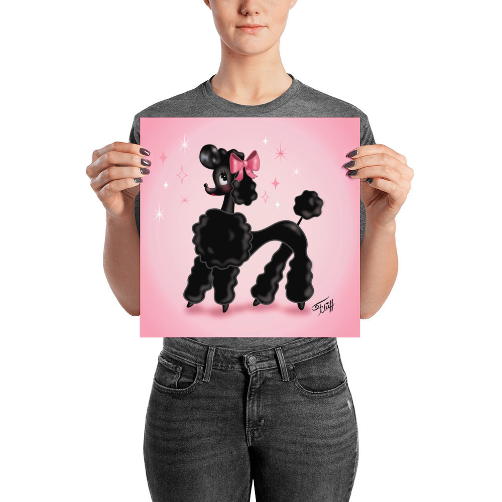 Pixie Poodle Black on Pink • Art Print