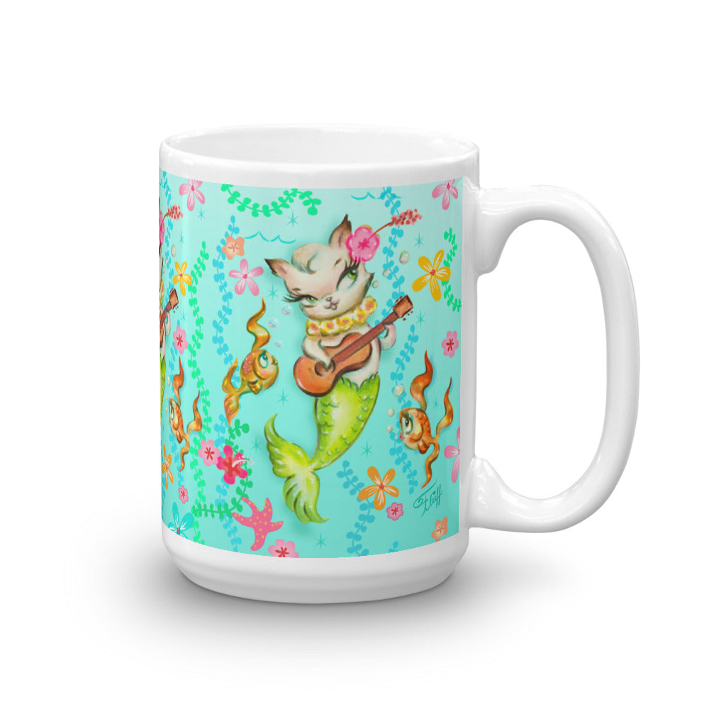 Mermaid Cat with Ukulele • Mug