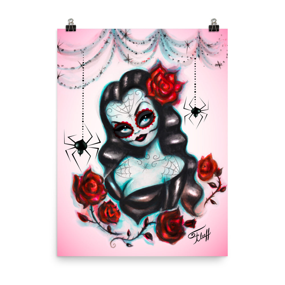 Vampire Vixen with Roses Pink Tint • Art Print