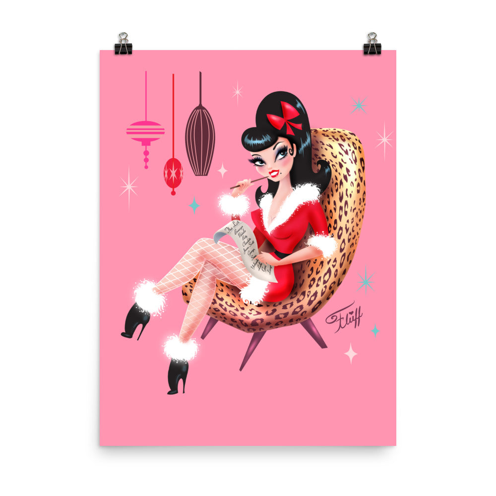 Sassy Miss Santa Checking it Twice • Art Print