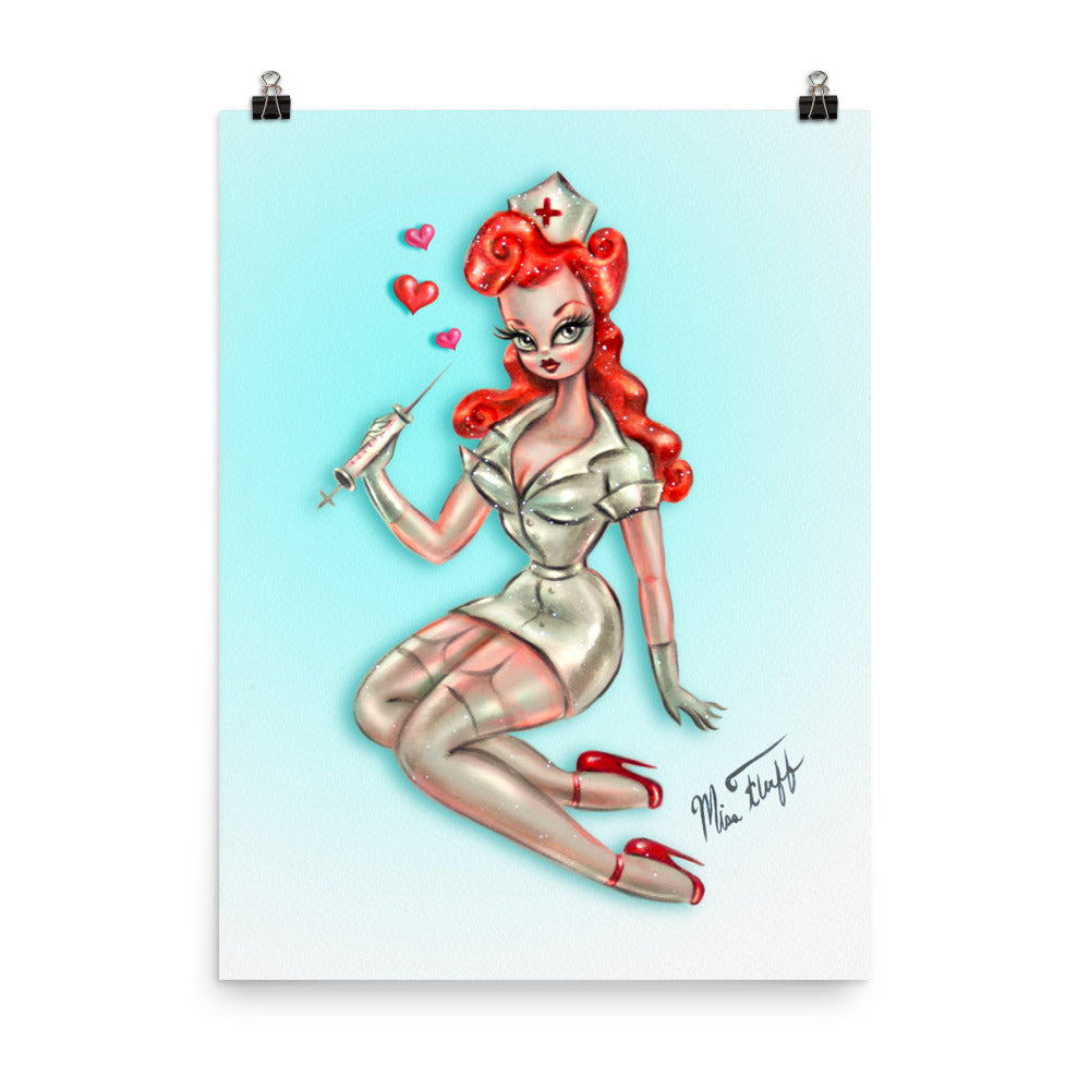 Redhead Pinup Nurse • Art Print