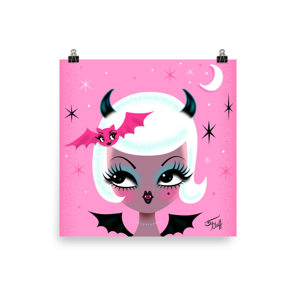 Vampire Dolly with Cute Bat • Art Print