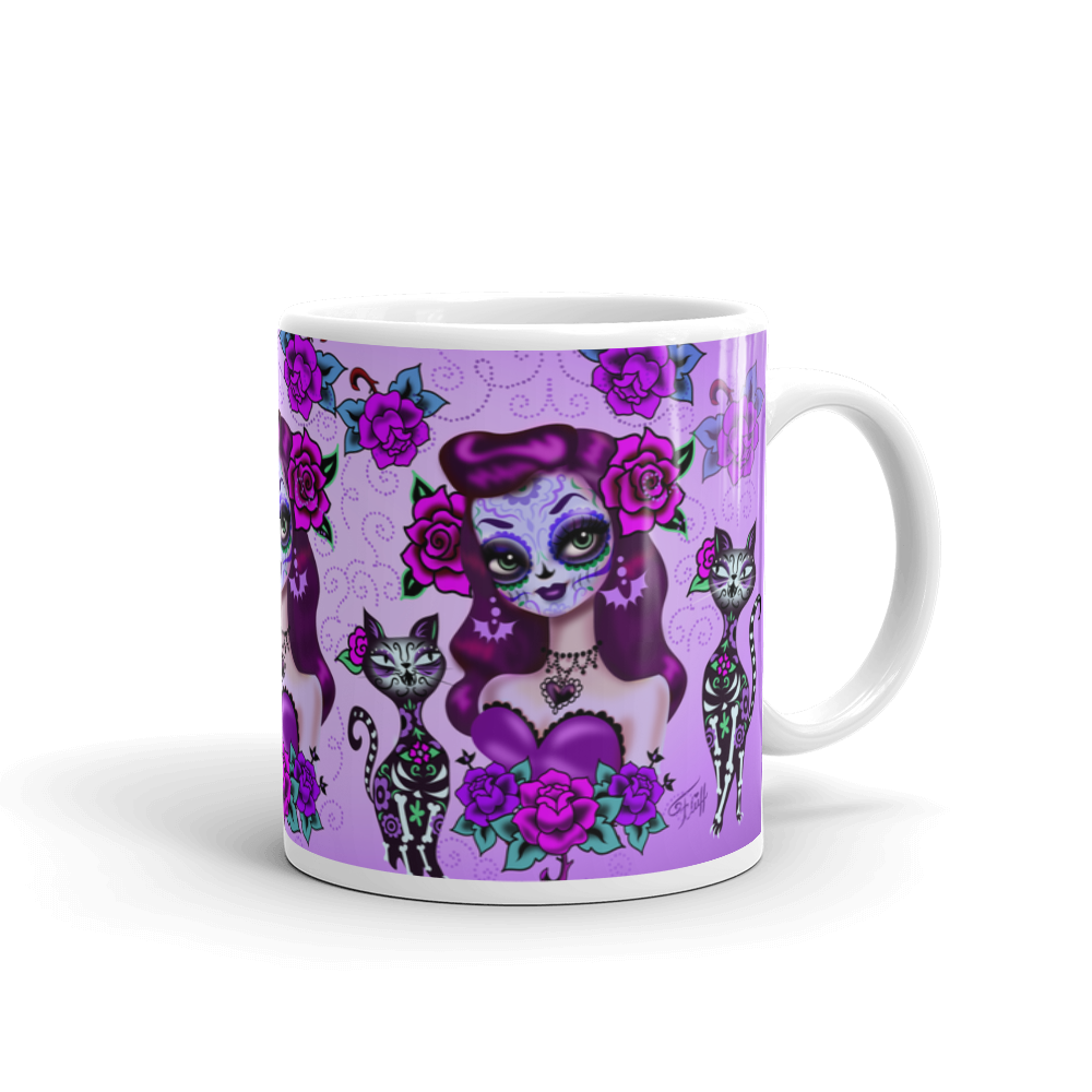 Purple Sugar Skull Girl • Mug