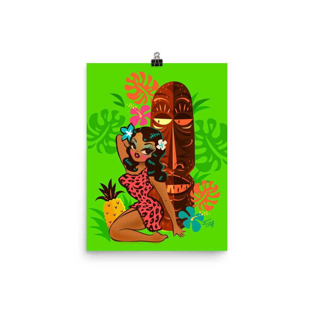 Tiki Temptress in Pink Leopard Print • Art Print