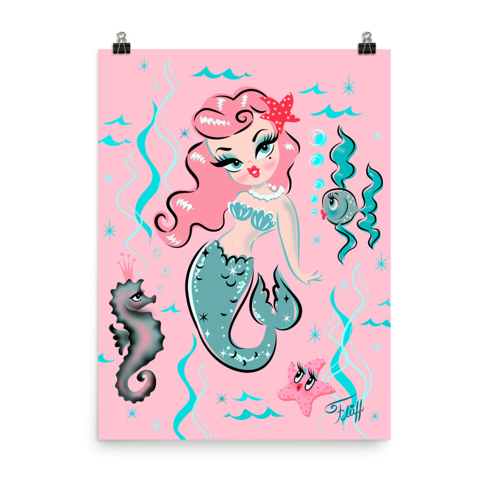 Babydoll Mermaid with Pink Hair • Art Print