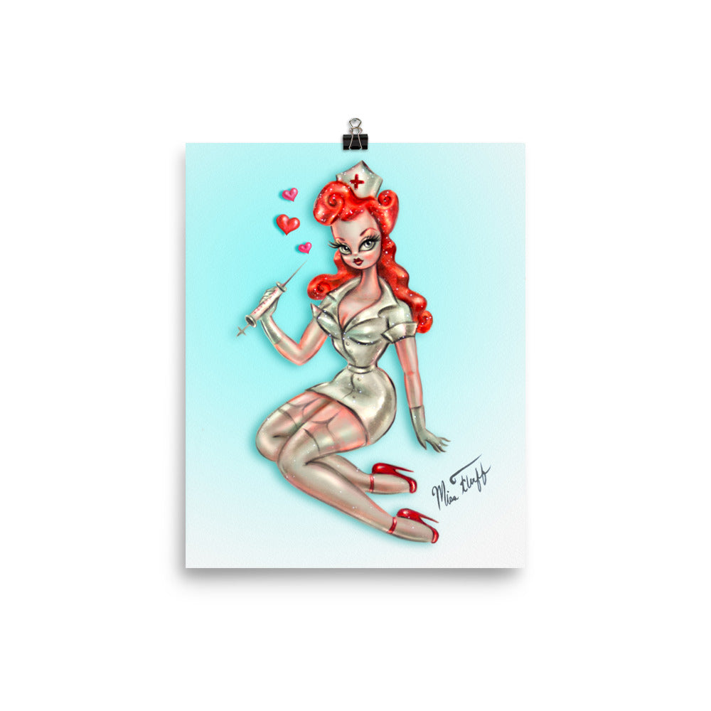 Redhead Pinup Nurse • Art Print