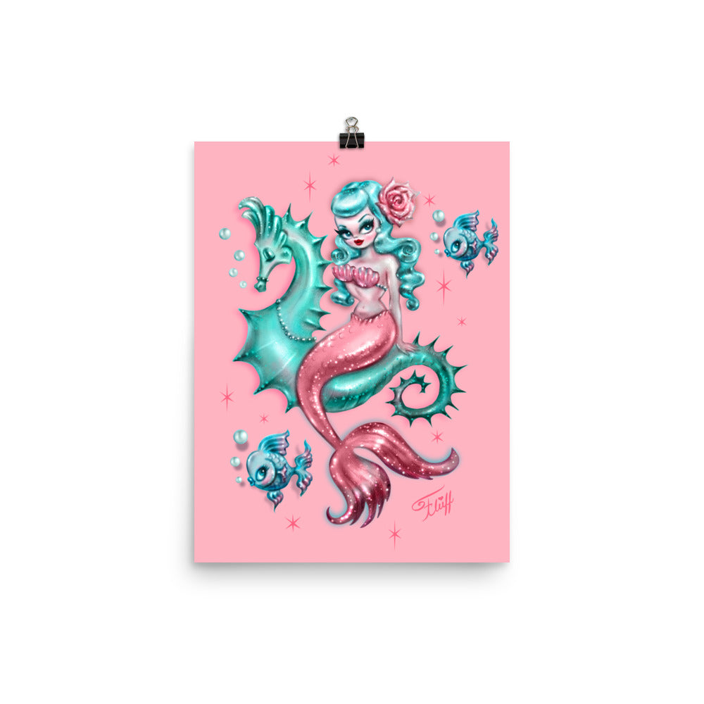Mysterious Mermaid on Pink • Art Print