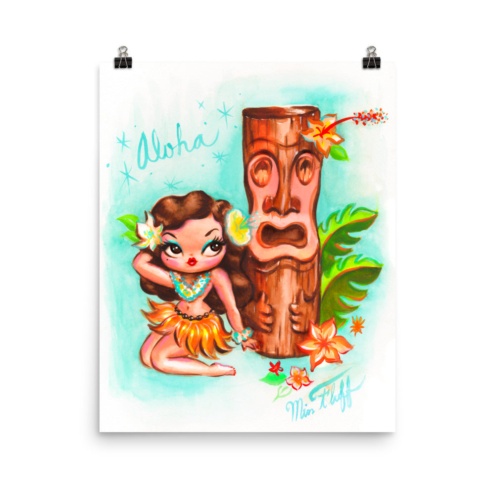 Hula Baby Doll with Tiki • Art Print