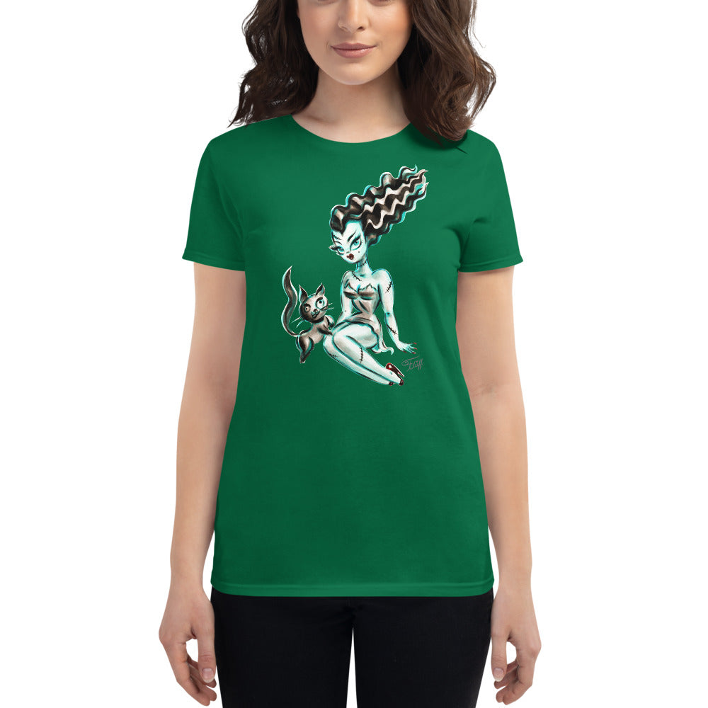 Bride of Frankenstein with Igor Kitty • Womens' T-Shirt