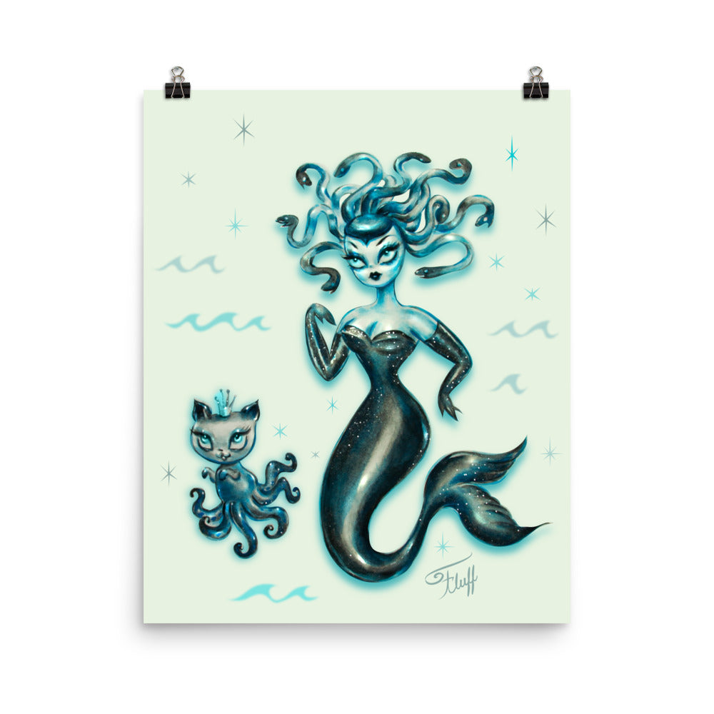 Blue Medusa Mermaid • Art Print