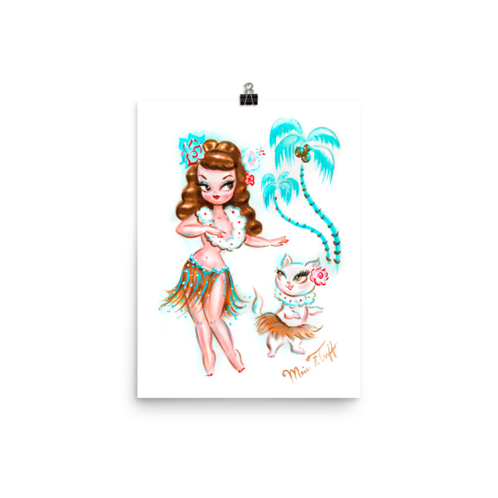 Hula Babydoll with Hula Kitty • Art Print