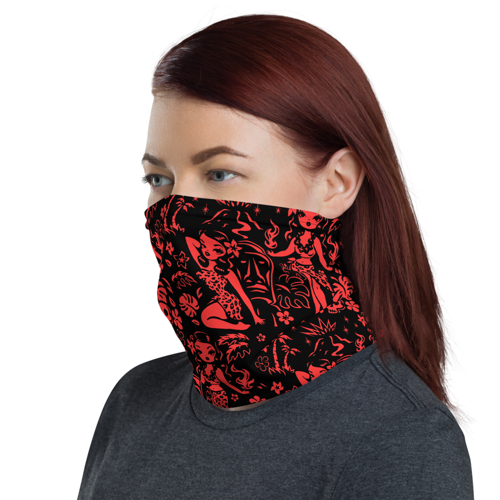 Tiki Temptress Red and Black • Neck Gaiter Face Mask