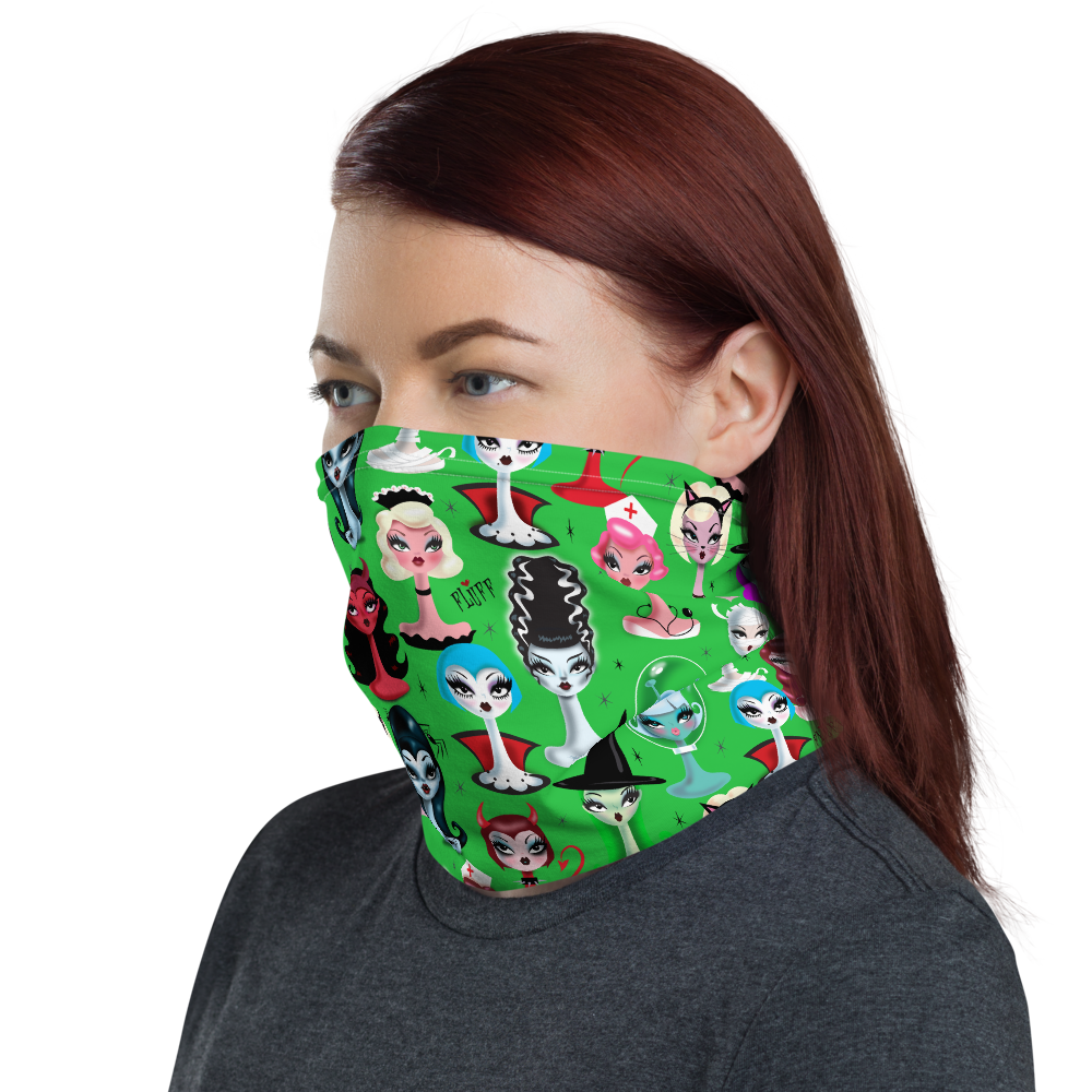 Spooky Dolls Green • Neck Gaiter Face Mask