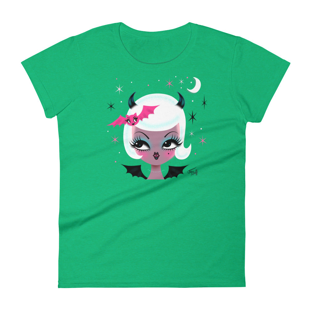 Vampire Dolly with Cute Bat • Women's T-Shirt