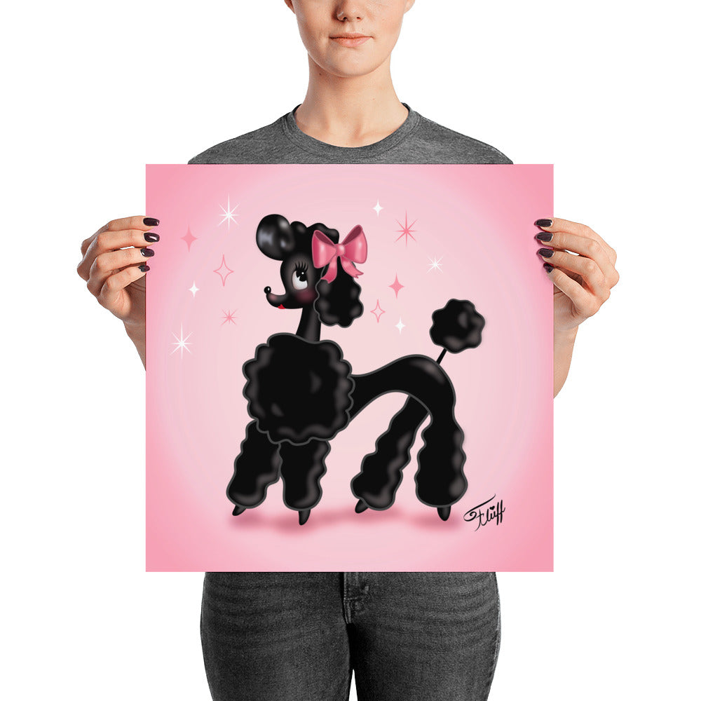 Pixie Poodle Black on Pink • Art Print