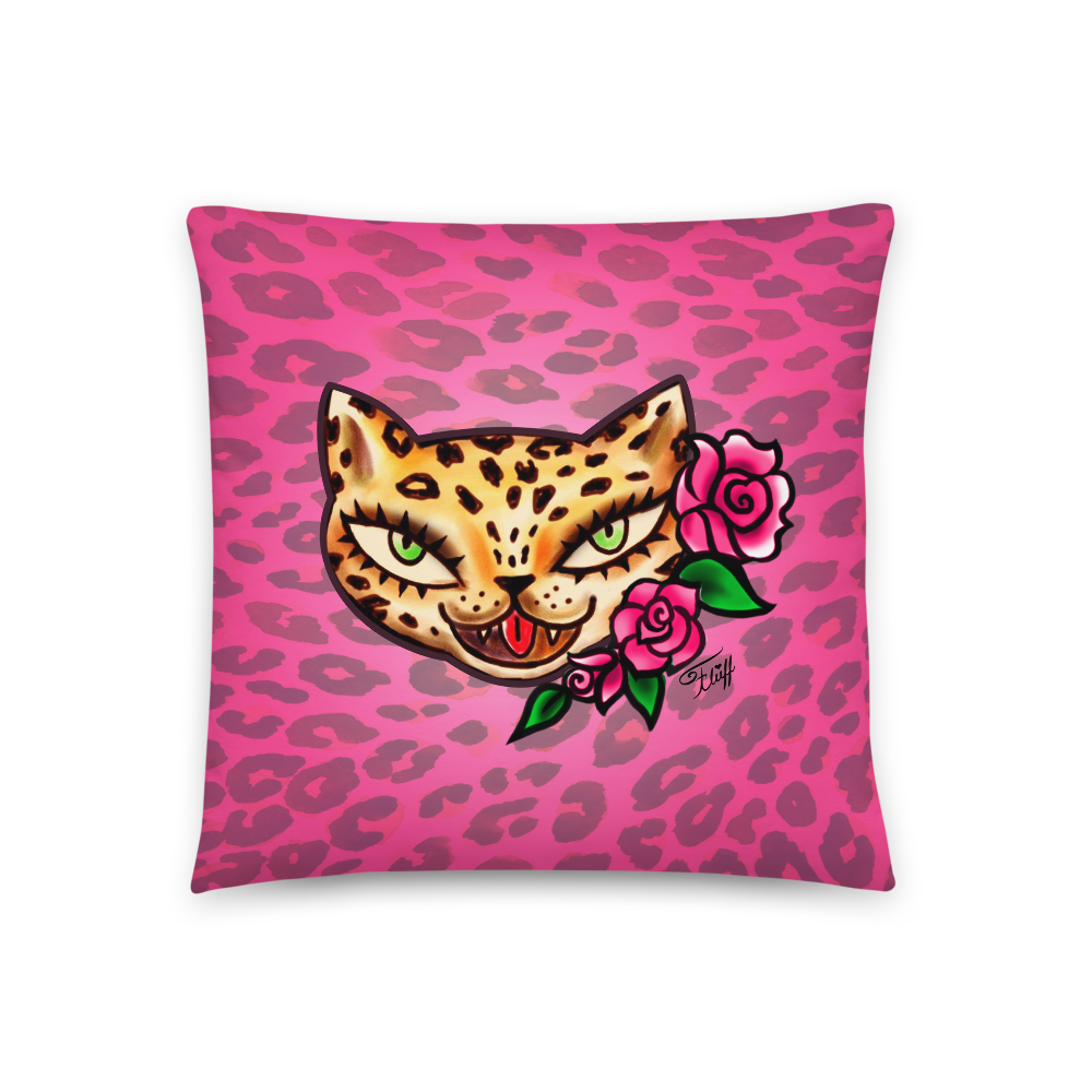 Leopard Kitty • Throw Pillow