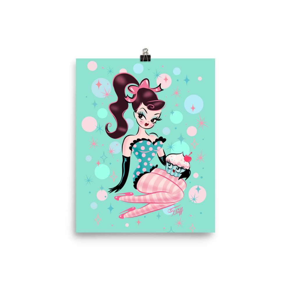 Cupcake Doll with Chocolate Hair • Art Print