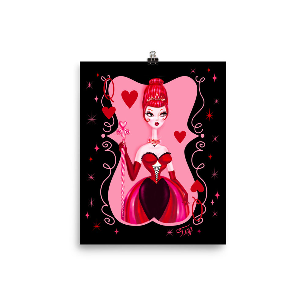 Queen of Hearts on Black • Art Print