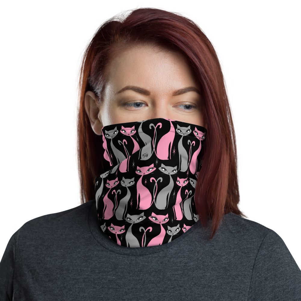 Mod Love Cats on Black • Neck Gaiter Face Mask