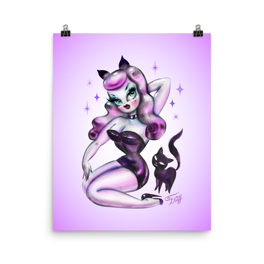 Purple Hair Kitten Pinup • Art Print