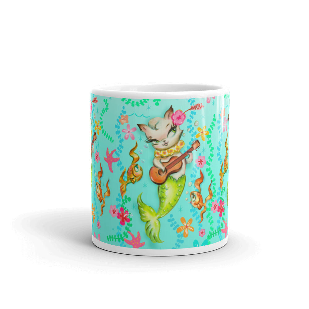 Mermaid Cat with Ukulele • Mug