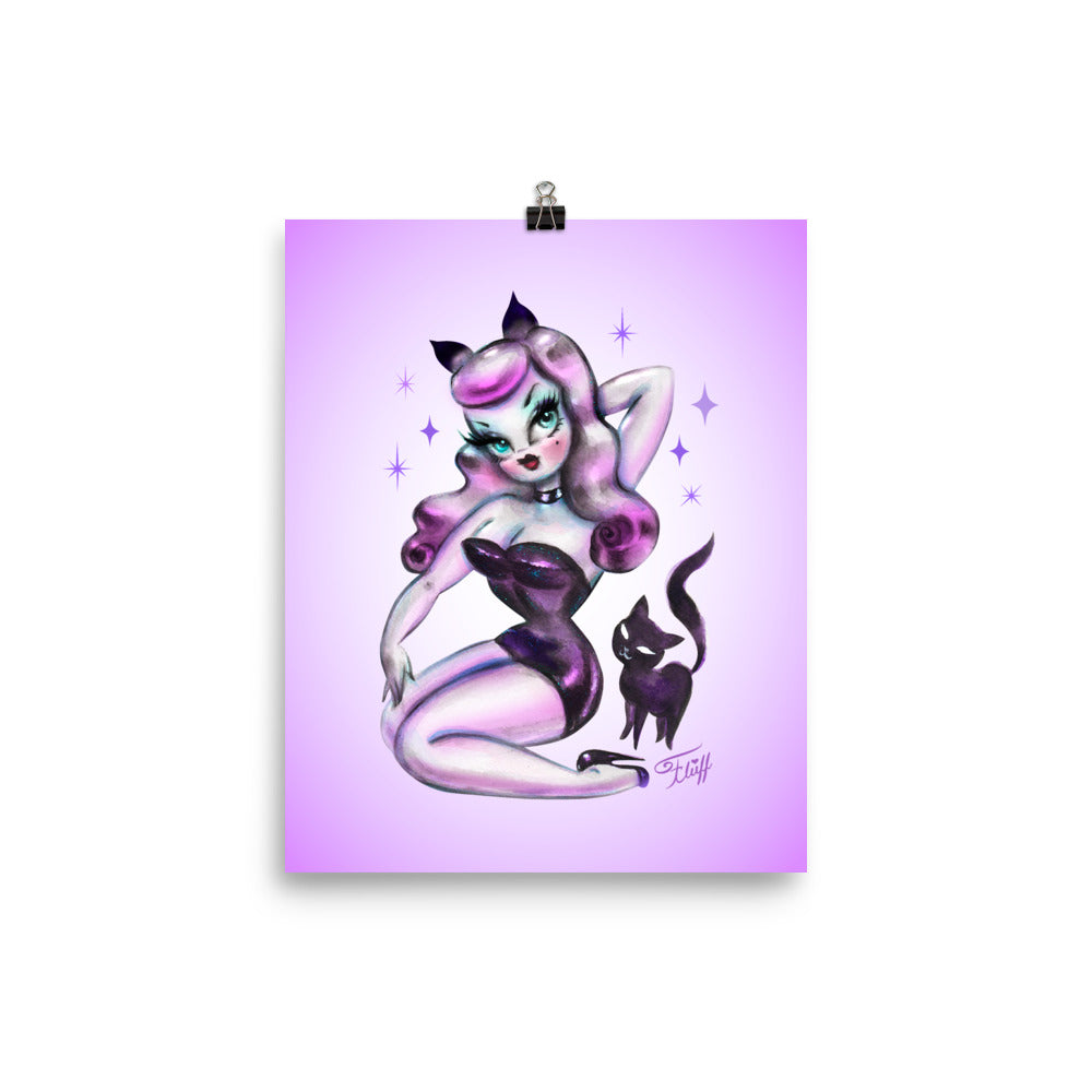 Purple Hair Kitten Pinup • Art Print