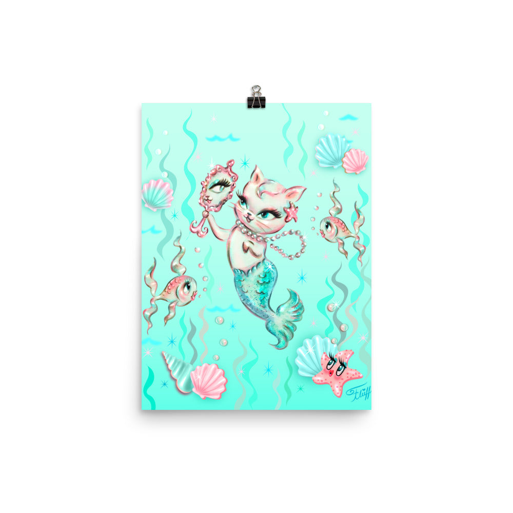 Merkitten with Pearls • Art Print