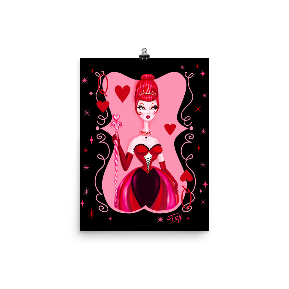 Queen of Hearts on Black • Art Print