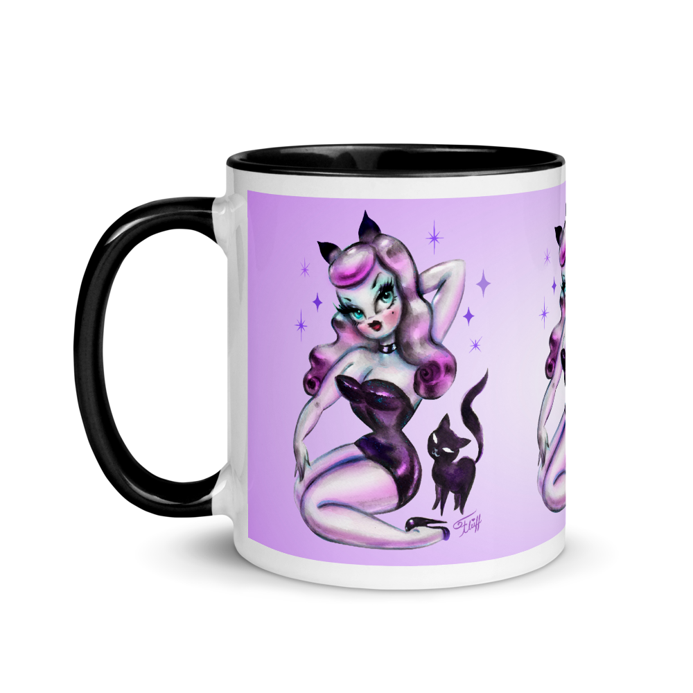 Purple Hair Kitten Pinup • Mug