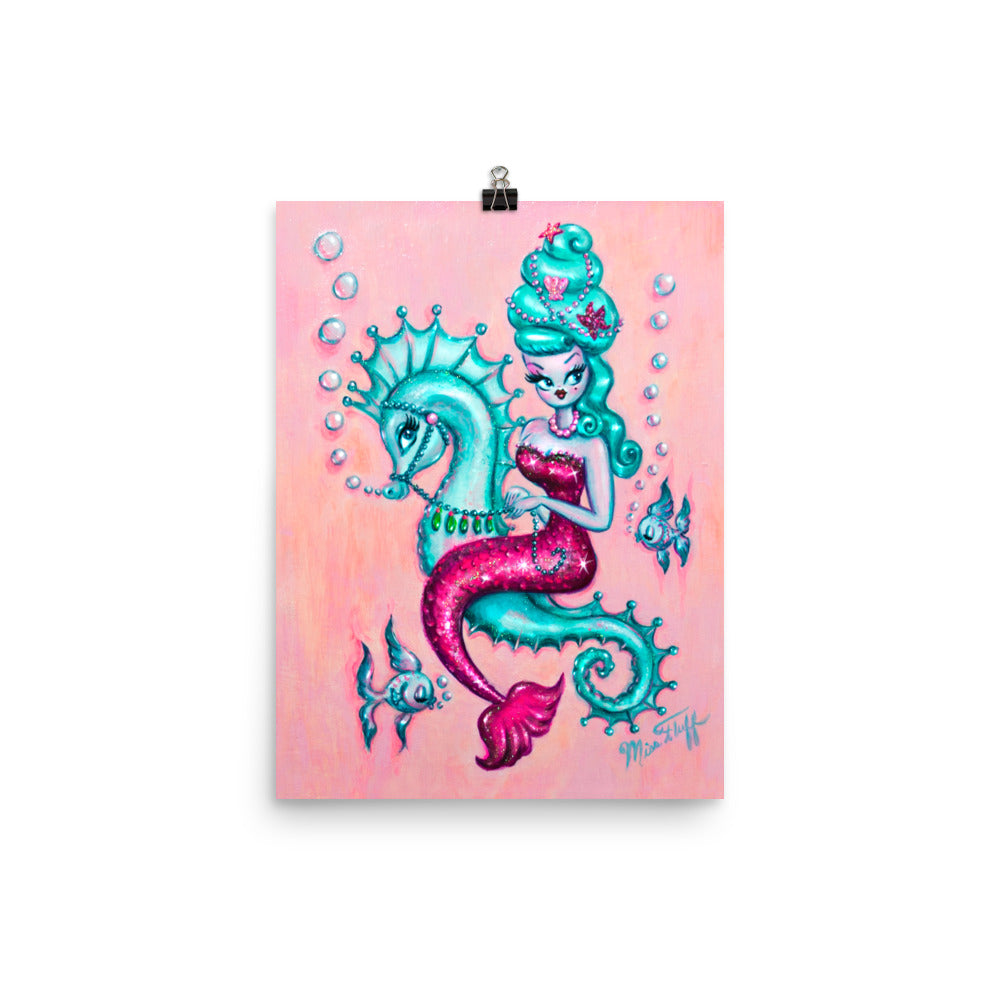 Mermaid with Candy Blue Bouffant • Art Print