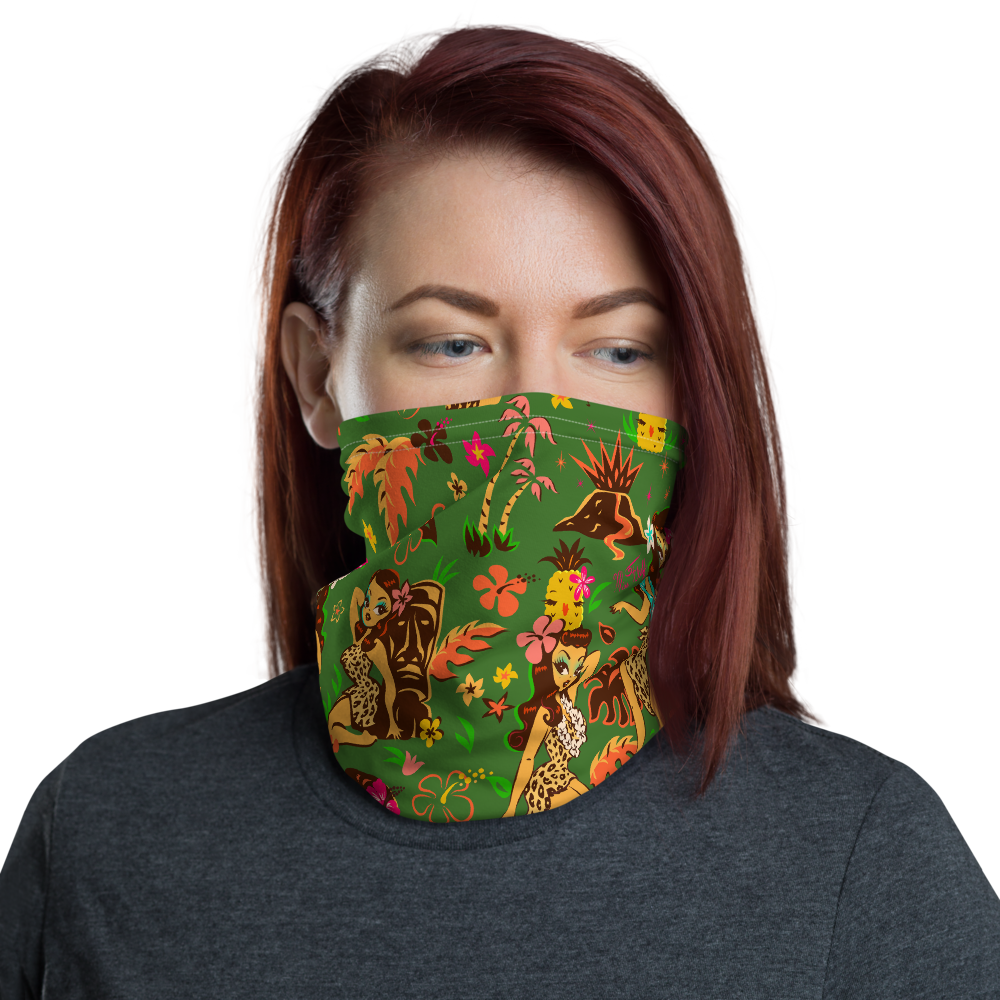 Tiki Temptress on Green • Neck Gaiter Face Mask