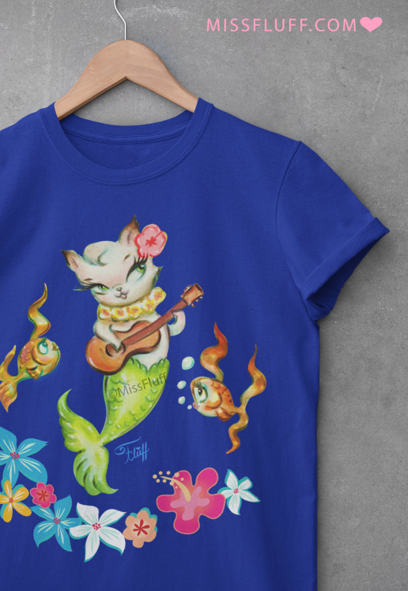 Merkitten with Ukelele • Women's T-Shirt