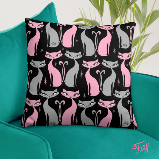 Mod Love Cats • Throw Pillow