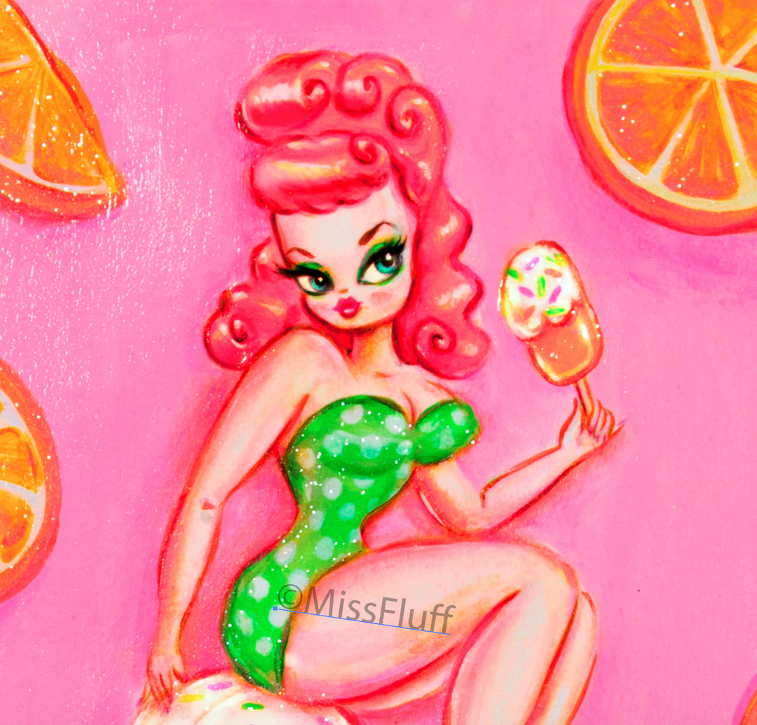 Orange Creamsicle Pin Up Doll • Art Print