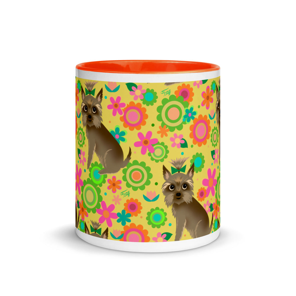 Yorkie with Mod Flowers • Mug