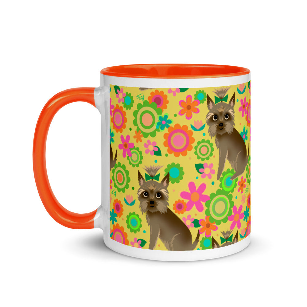 Yorkie with Mod Flowers • Mug