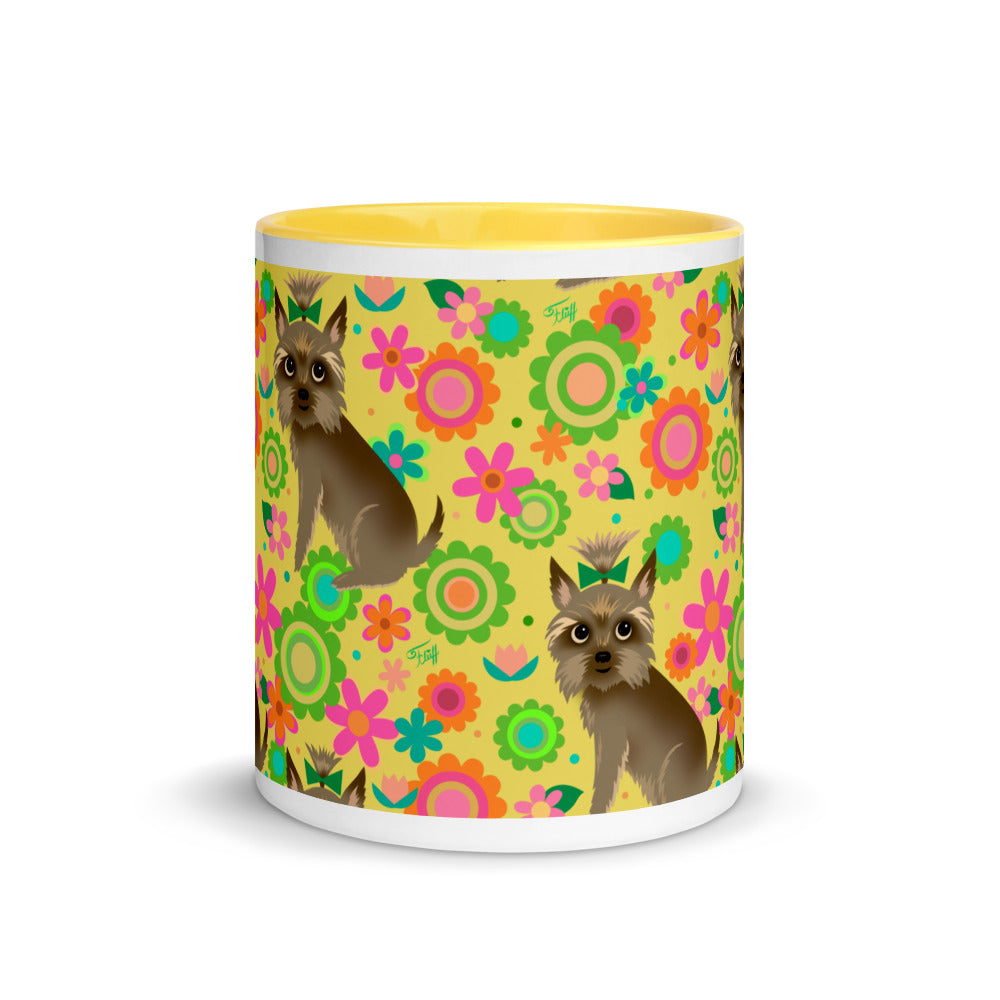 Yorkie with Mod Flowers • Mug