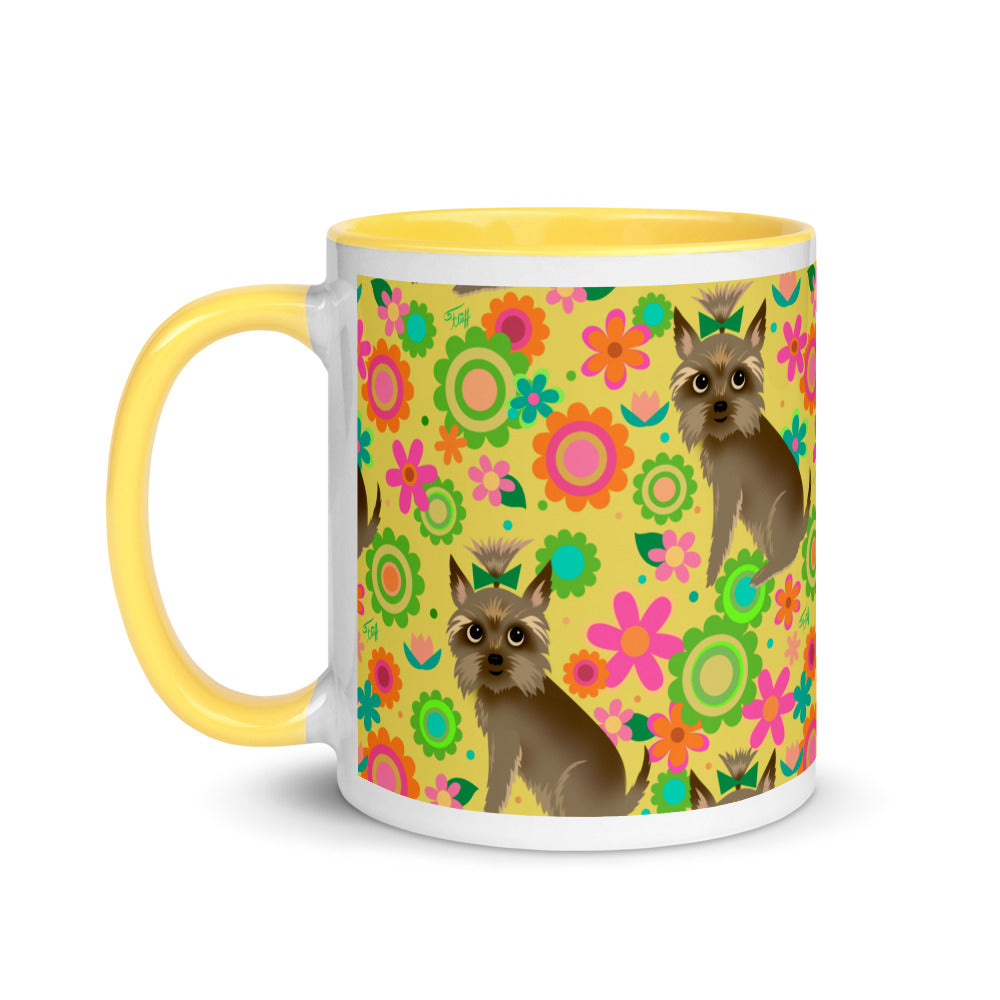 Yorkie with Mod Flowers • Mug