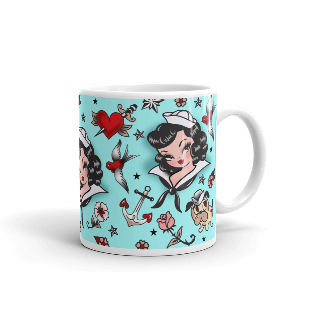 Suzy Sailor Girl on Light Blue • Mug