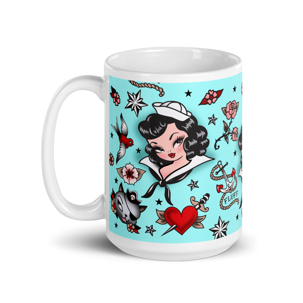 Suzy Sailor Girl on Light Blue • Mug