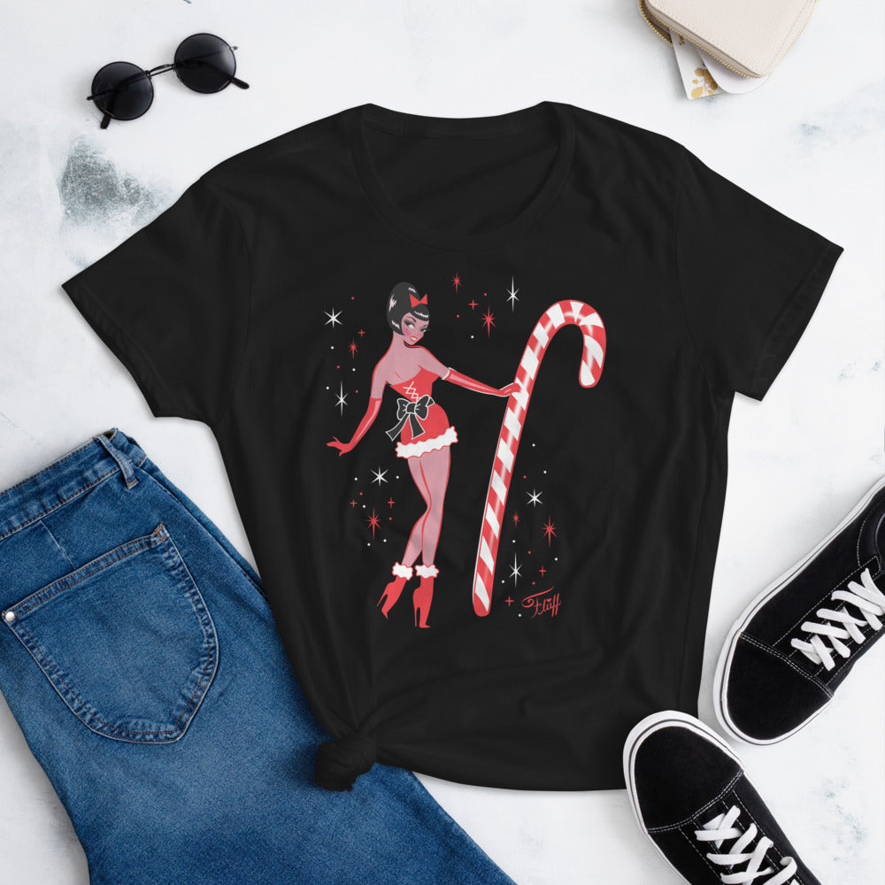 Candy Cane Girl Mocha • Women's T-Shirt