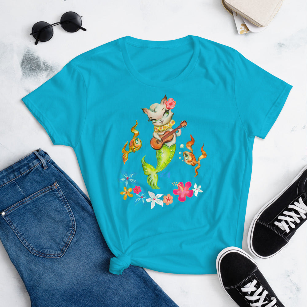 Merkitten with Ukelele • Women's T-Shirt